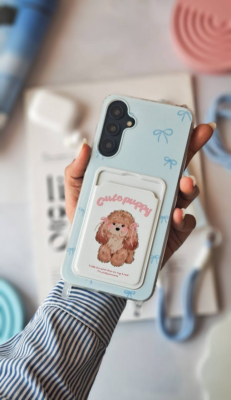 کاور قاب مدل cute puppy سگ جاکارتی مدل ایفون و سامسونگ و شیائومی 13/13pro/13promax/15/15promax/16/16pro/16promax/17/17pro/17promax/A16/A17/a35/a52/a55/A56/S20fe/S21fe/s23fe/s24fe/s25fe/S23ultra/s24ultra/s25ultra/NOTE14-4G
