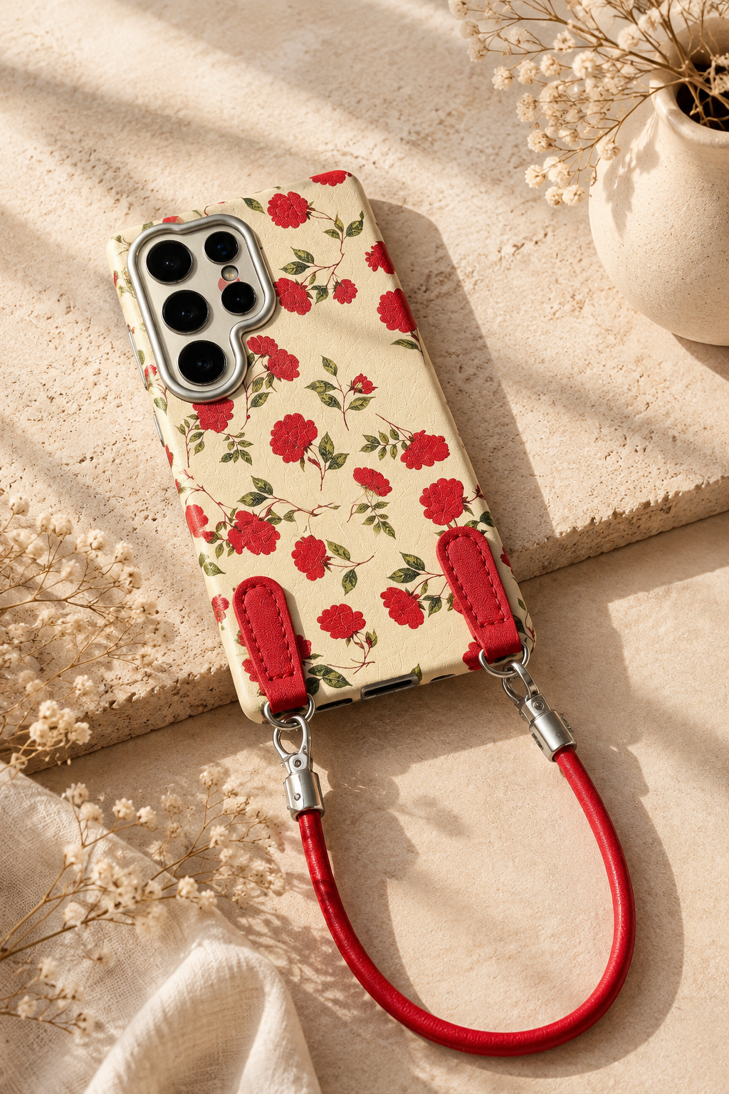 کاور قاب موبایل مدل گلهای پاییزی Red rose flowers مناسب برای سامسونگ